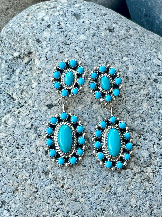 Double Cluster Turquoise Earrings