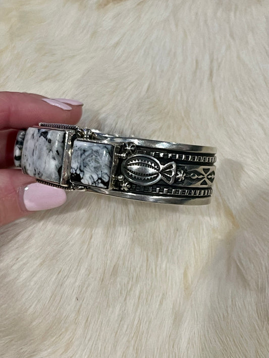 3 Stone White Buffalo Square Cuff