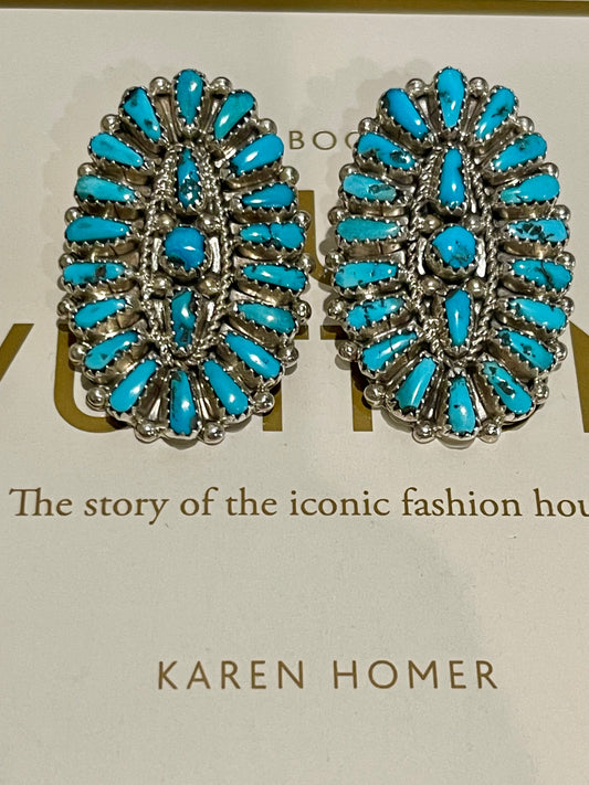 Oval Turquoise Cluster Studs