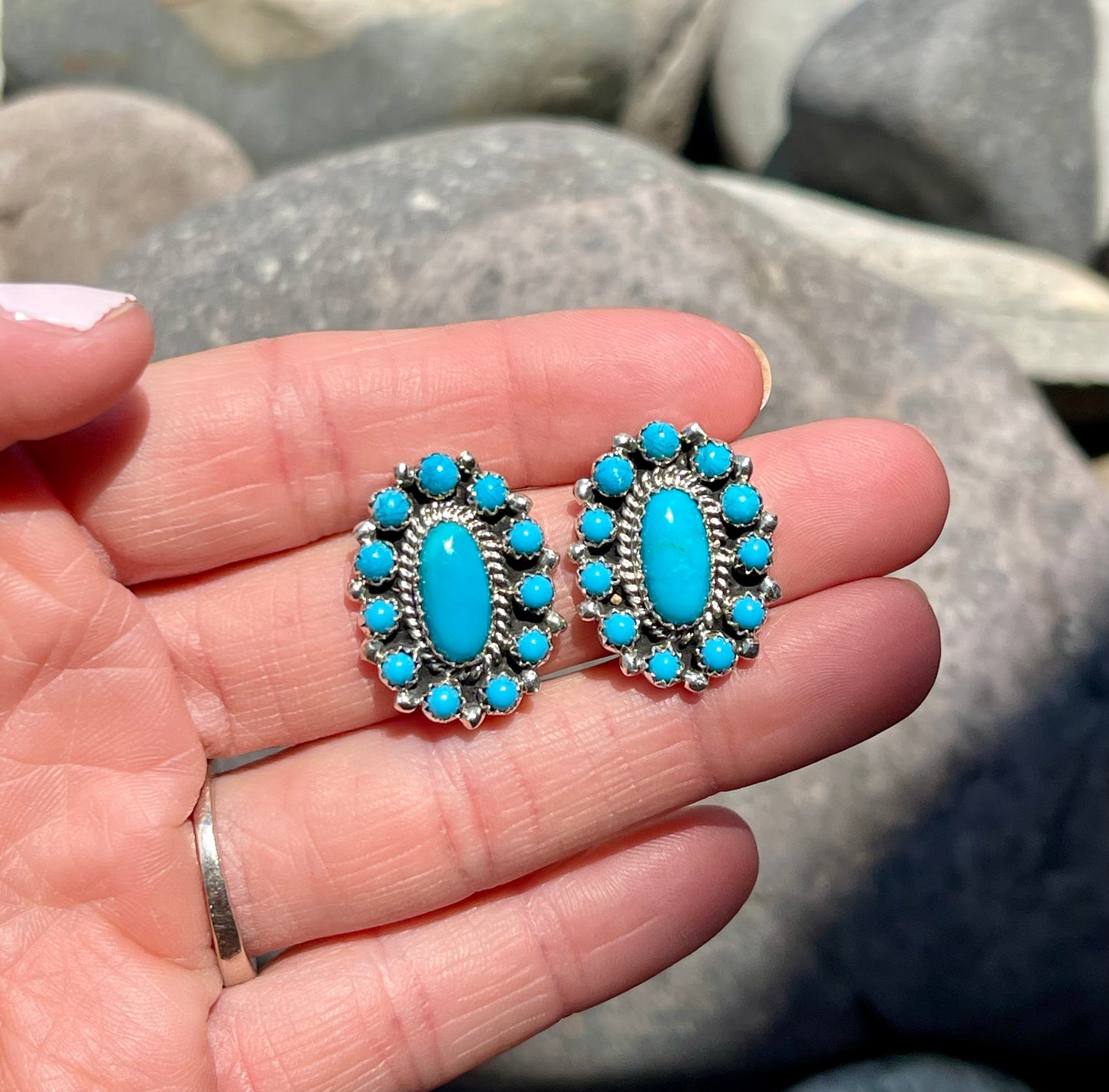 The Perfect “everyday” turquoise Cluster earrings