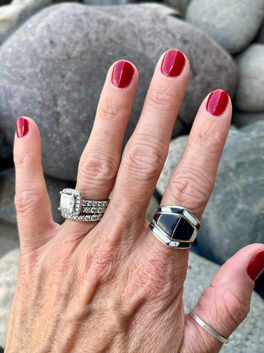 White Buffalo Inlay Ring