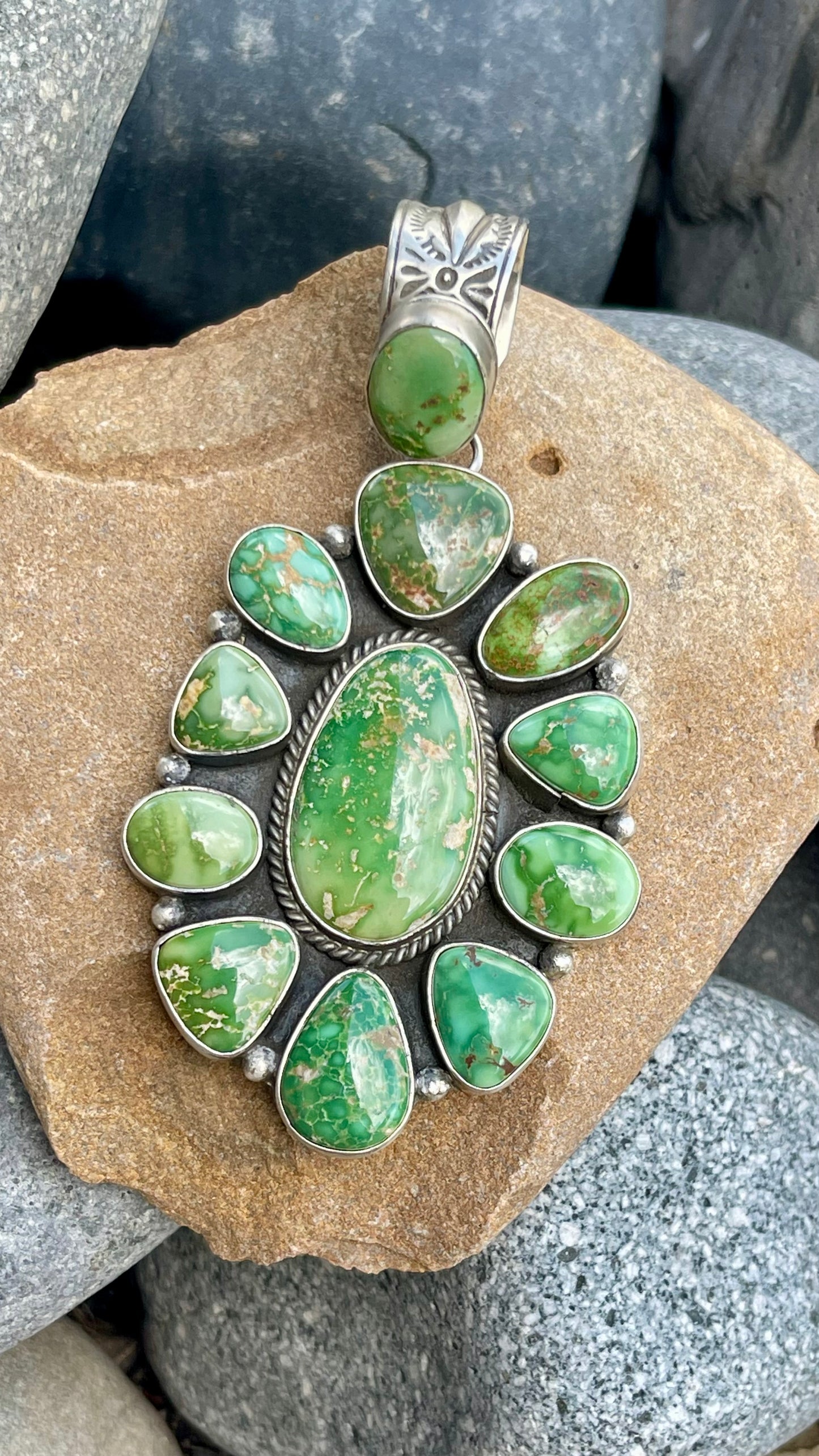 Statement Green Sonoran Gold Huge Cluster Pendant