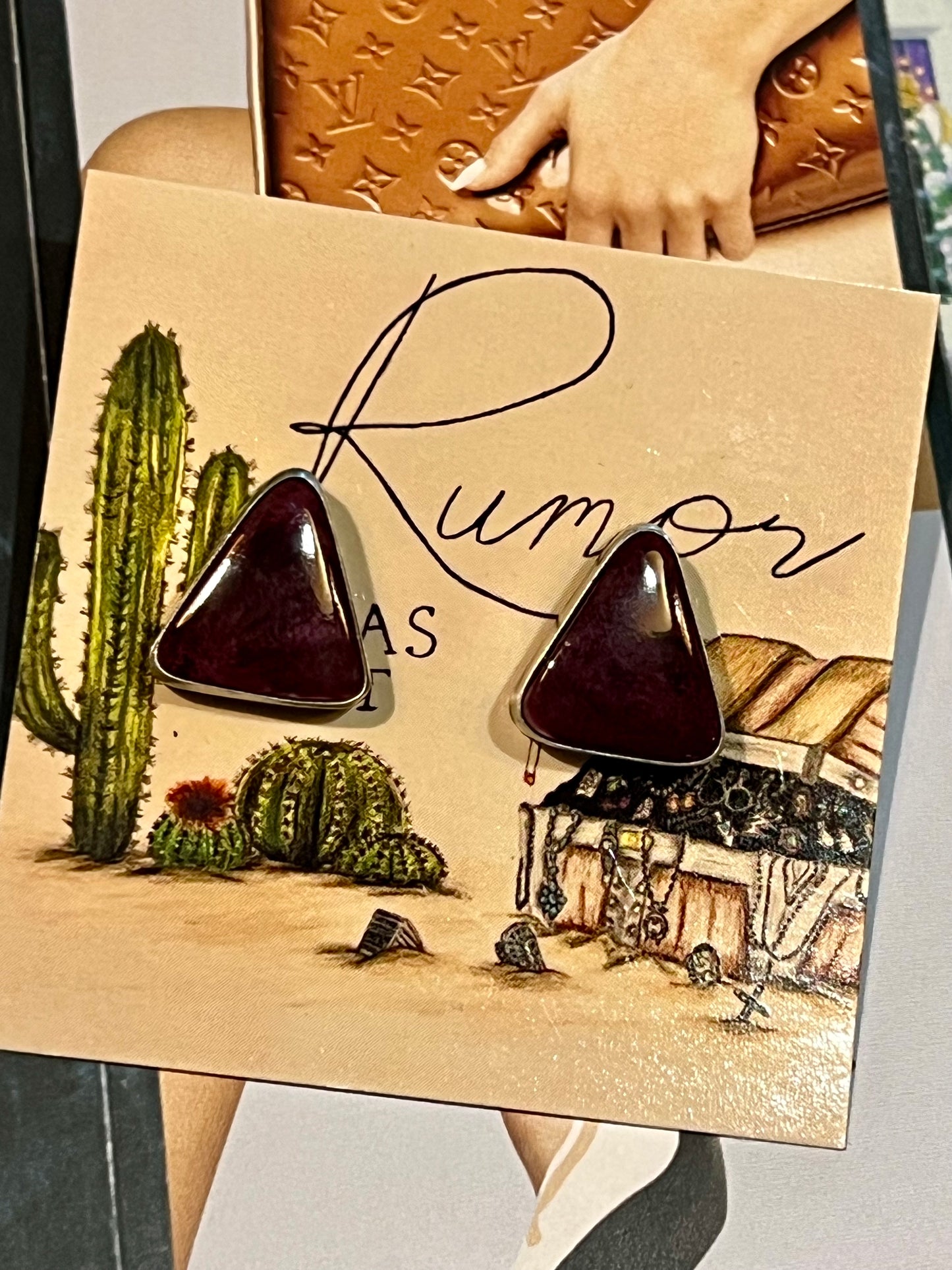 Purple Spiny Triangle Earrings