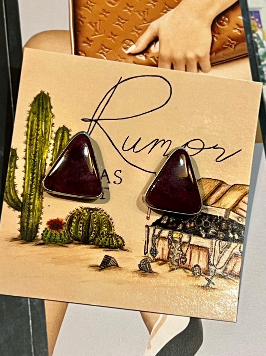 Purple Spiny Triangle Earrings