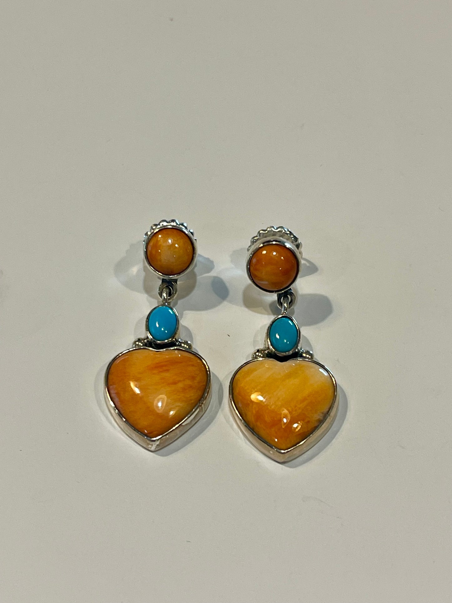 Spiny & Turquoise Heart Earrings