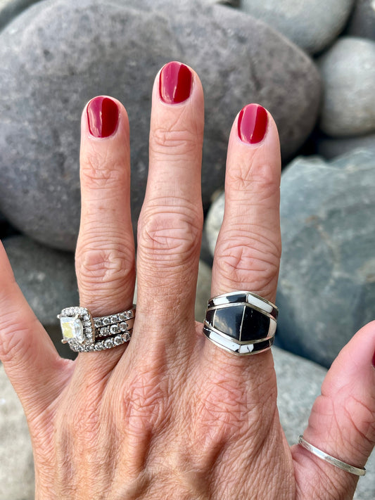 White Buffalo Inlay Ring