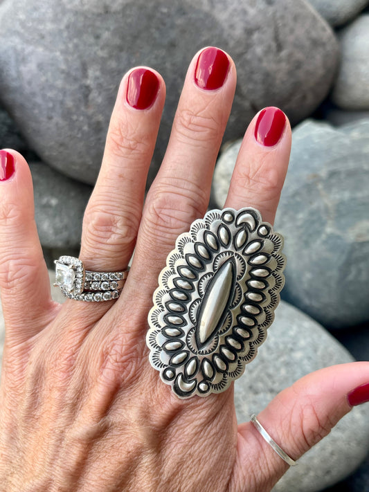 Gorgeous Stamped Concho Ring