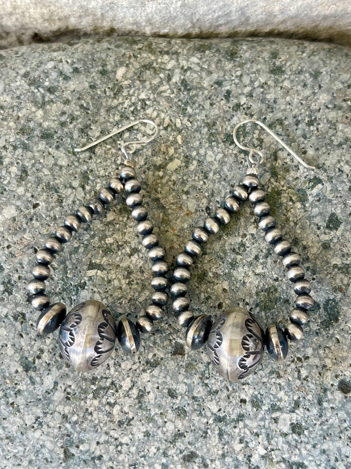 Pearl Hoops w/ Stamped Pearl