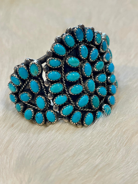 VINTAGE Turquoise Cluster Cuff