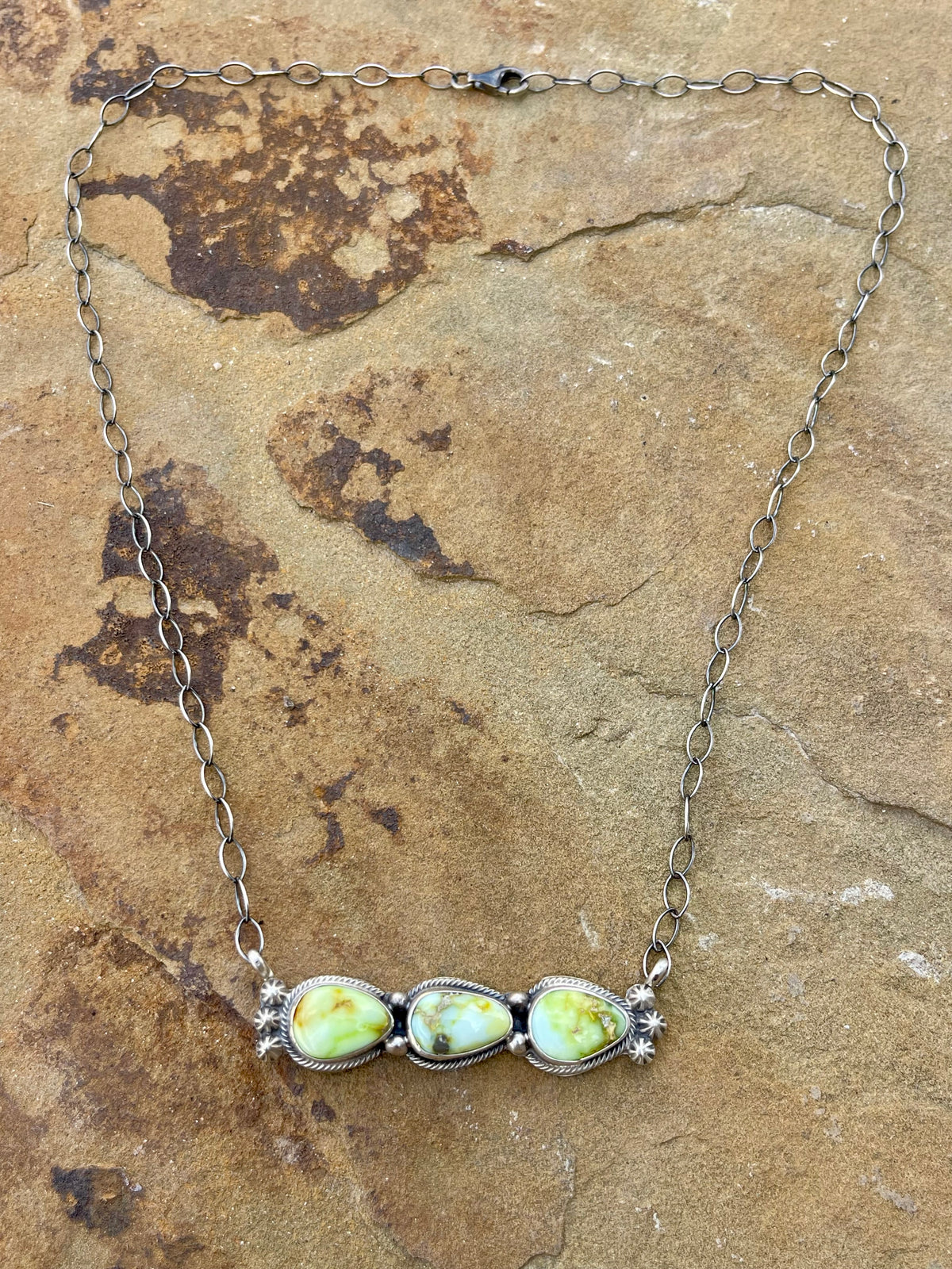 3 Stone Palomino Bar Necklace