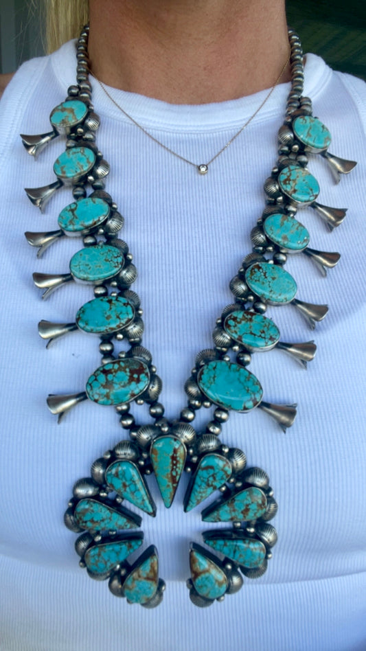 Gorgeous Mine 8 Turquoise Squash Blossom