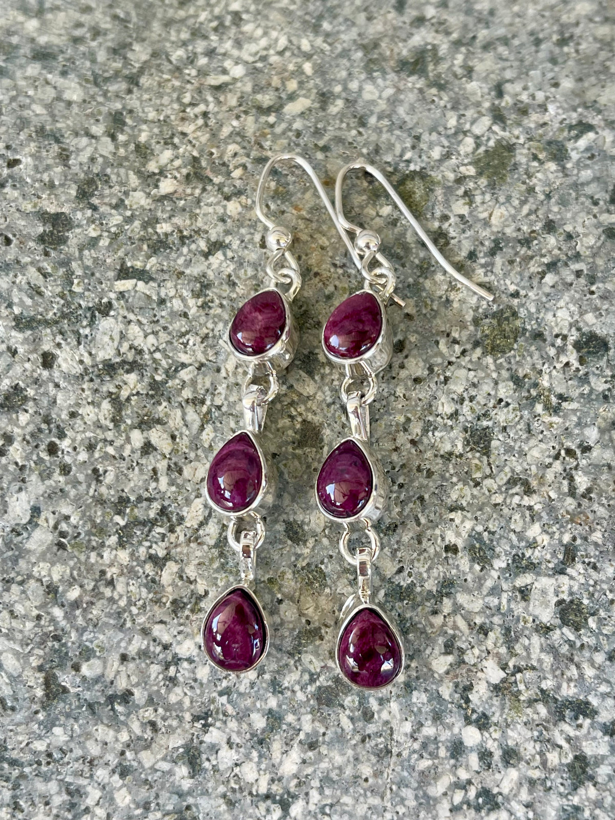 3 Stone Purple Spiny Dangles