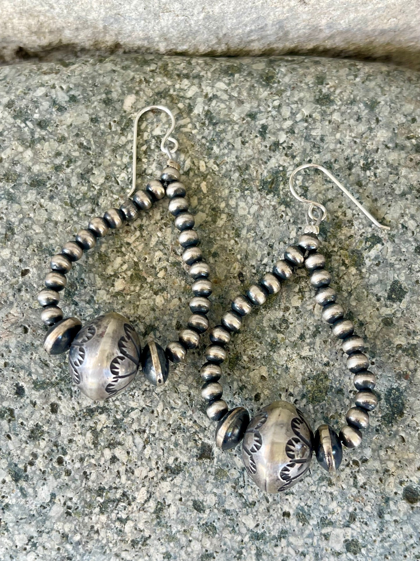 Pearl Hoops w/ Stamped Pearl