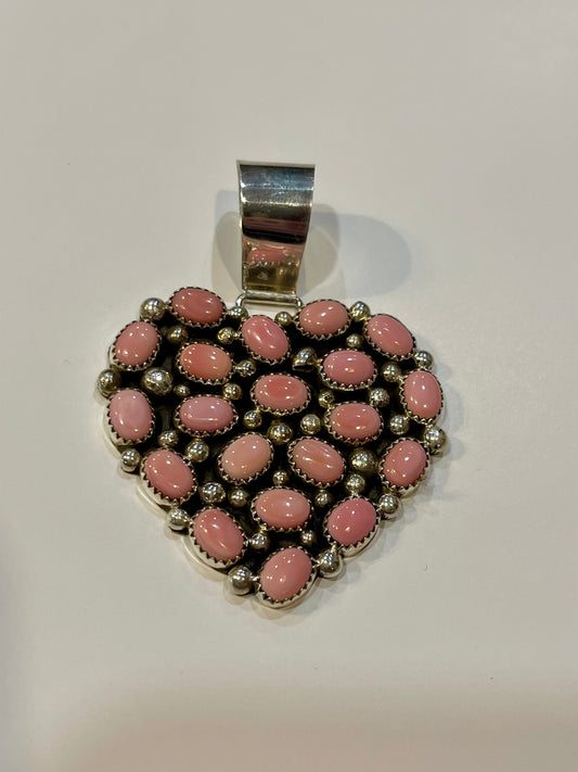 Multi Stone Pink Conch Heart Pendant