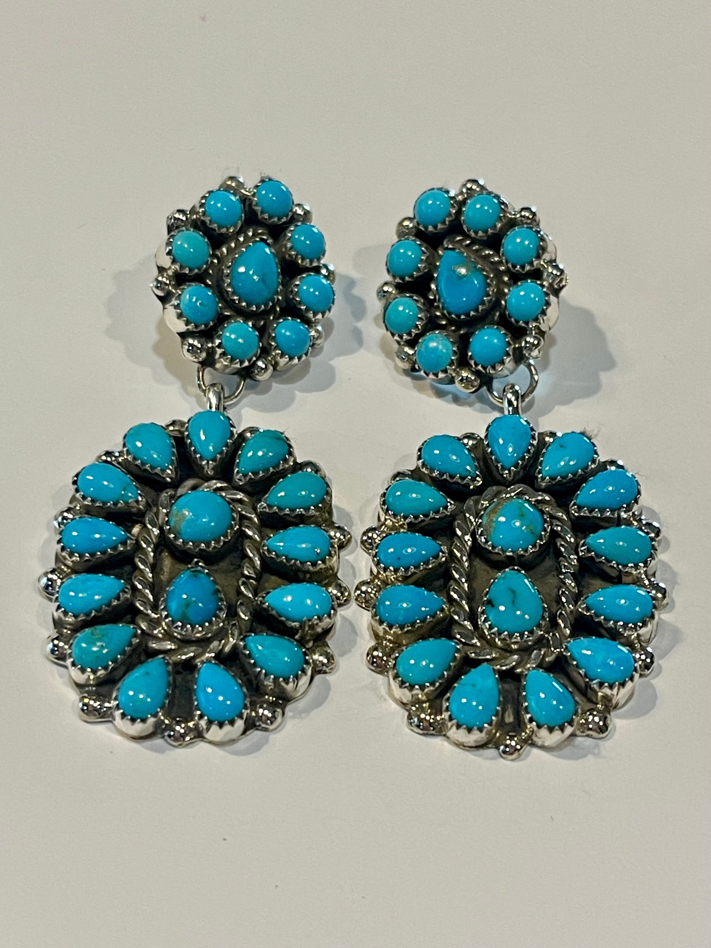 Turquoise Double Cluster Earrings