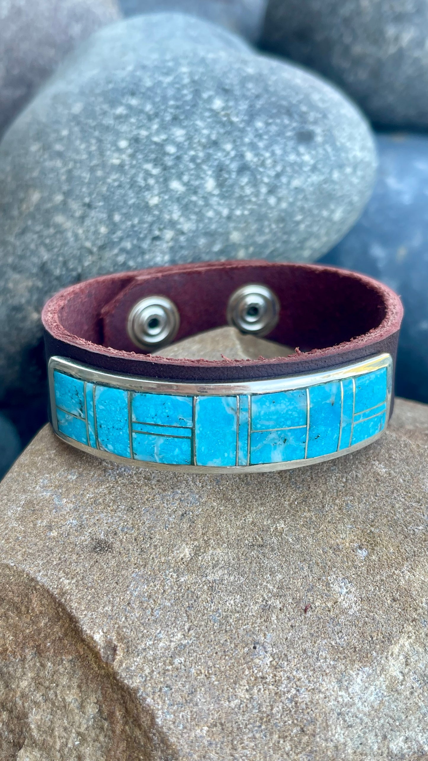 Turquoise Inlay Leather Bracelet