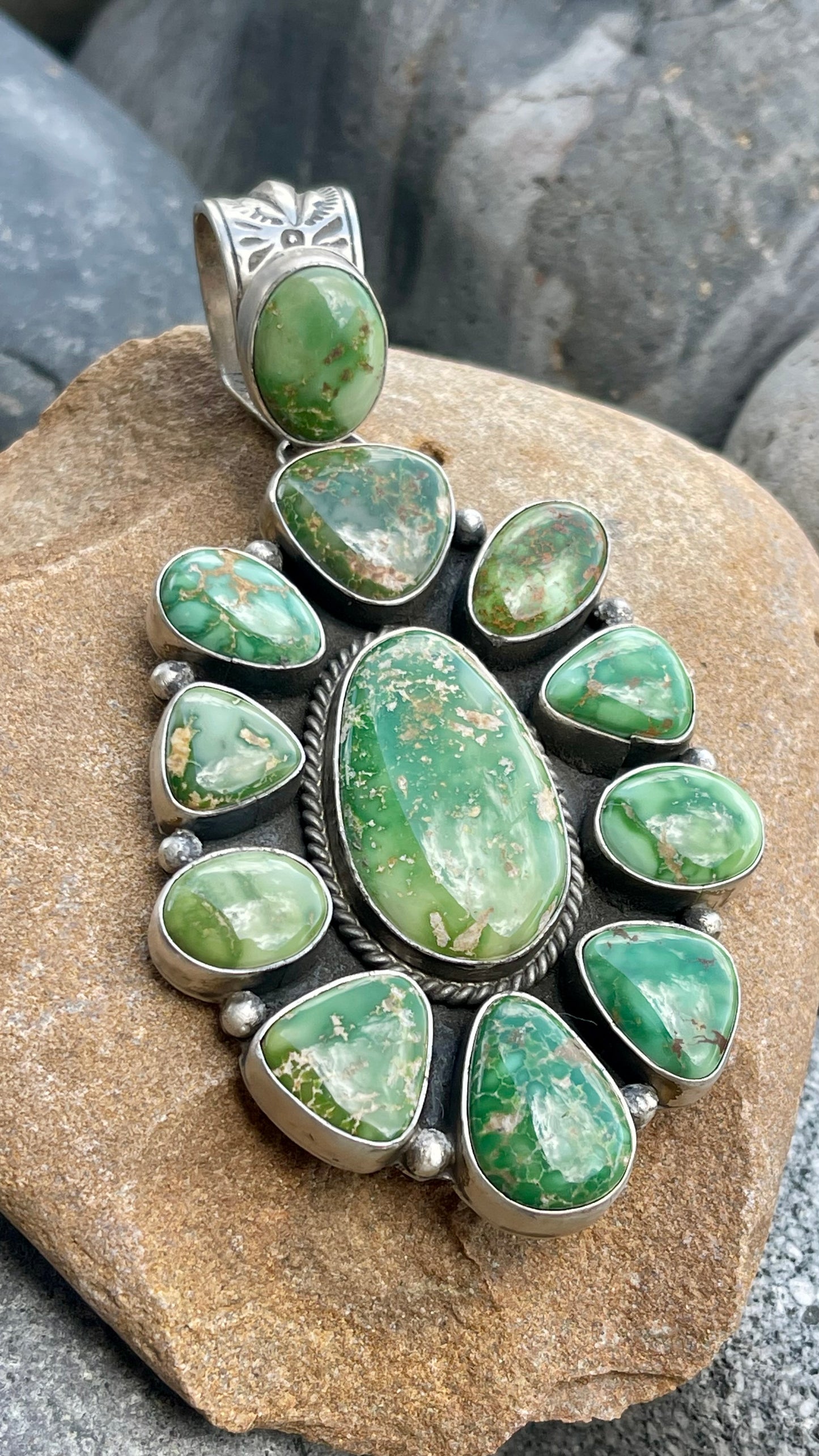 Statement Green Sonoran Gold Huge Cluster Pendant