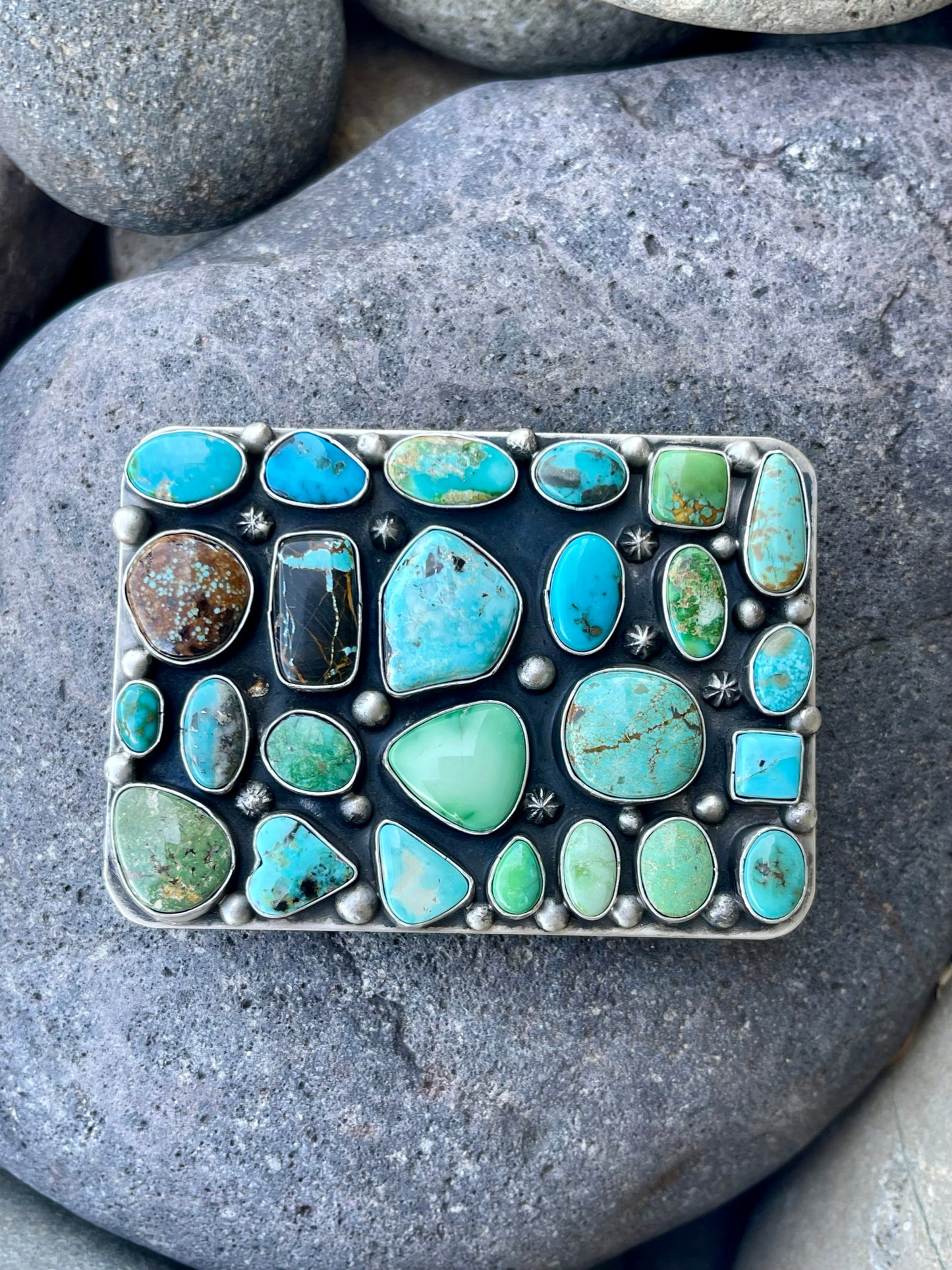 Multi Stone Square Buckle