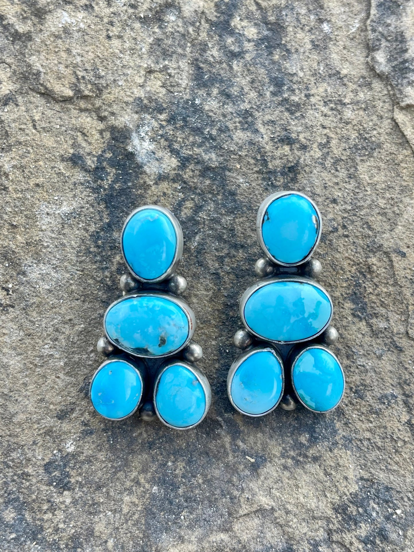 4 Stone Blue Sonoran Turquoise Earrings