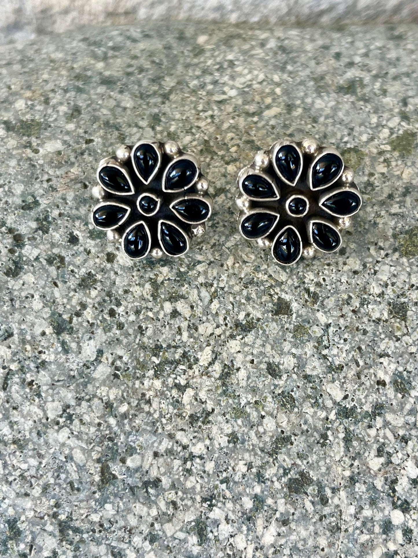 Black Onyx Cluster Earrings