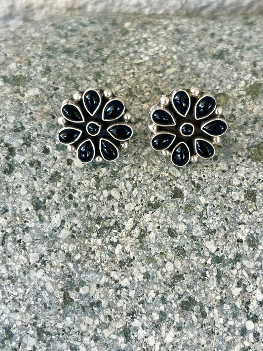 Black Onyx Cluster Earrings