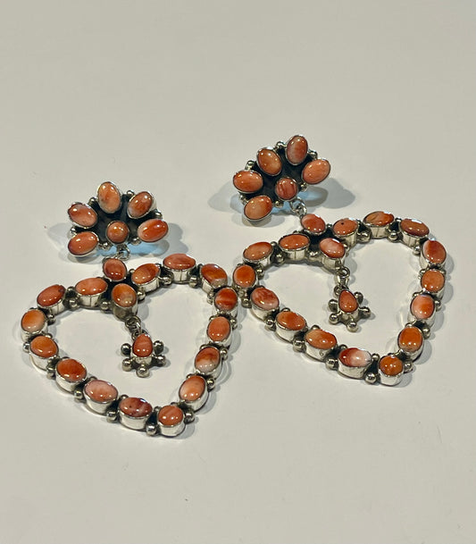 Red Spiny Heart Hoops