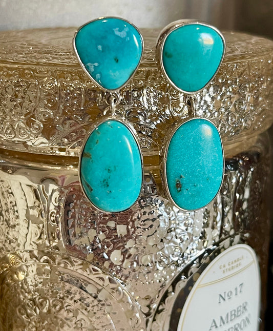 2 Stone Turquoise Earrings