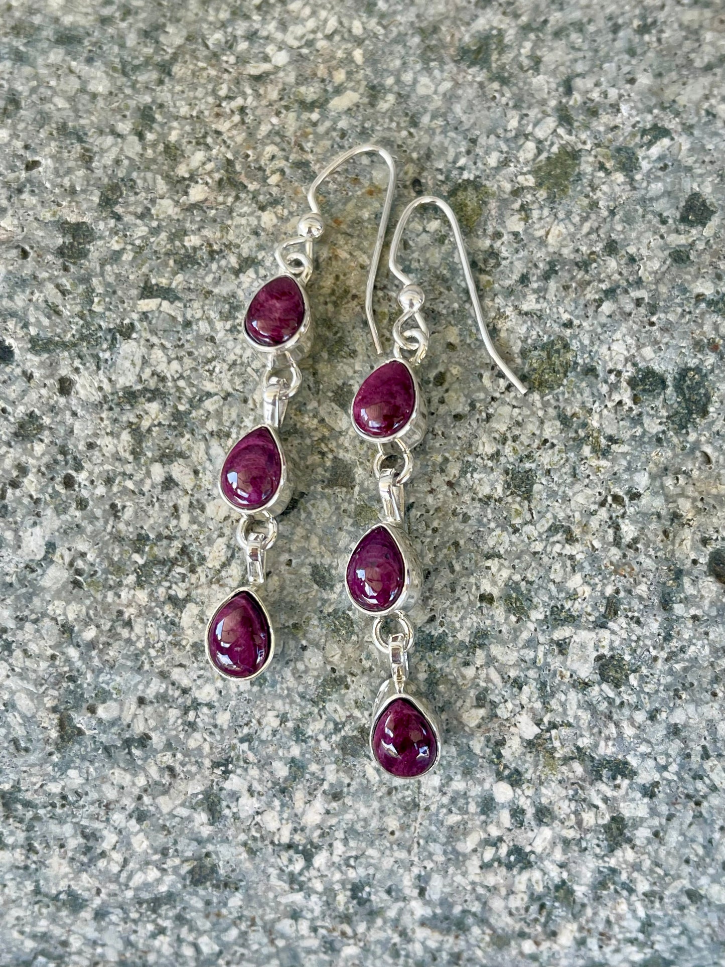 3 Stone Purple Spiny Dangles