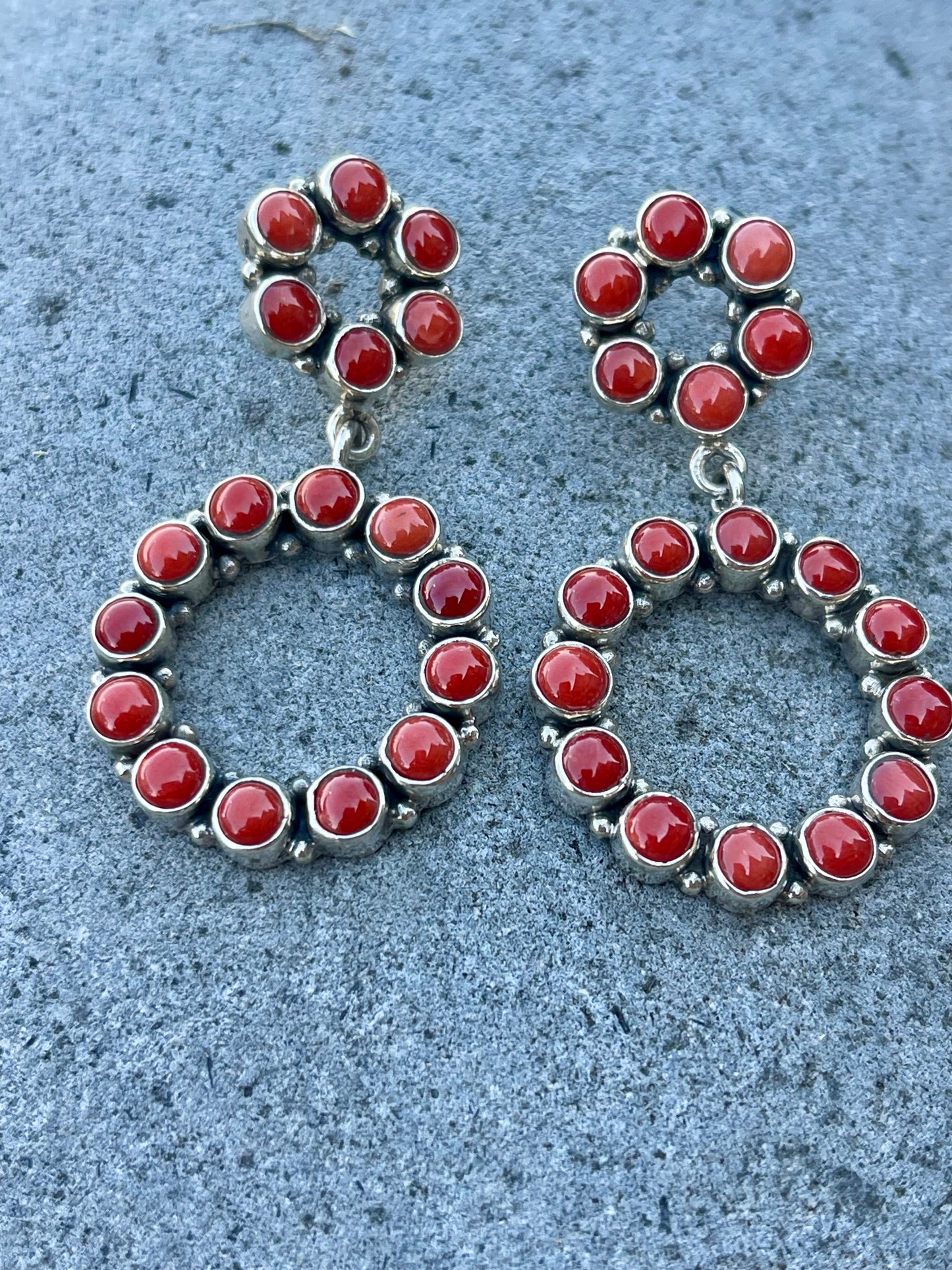 Red Coral Double Infinity Earrings