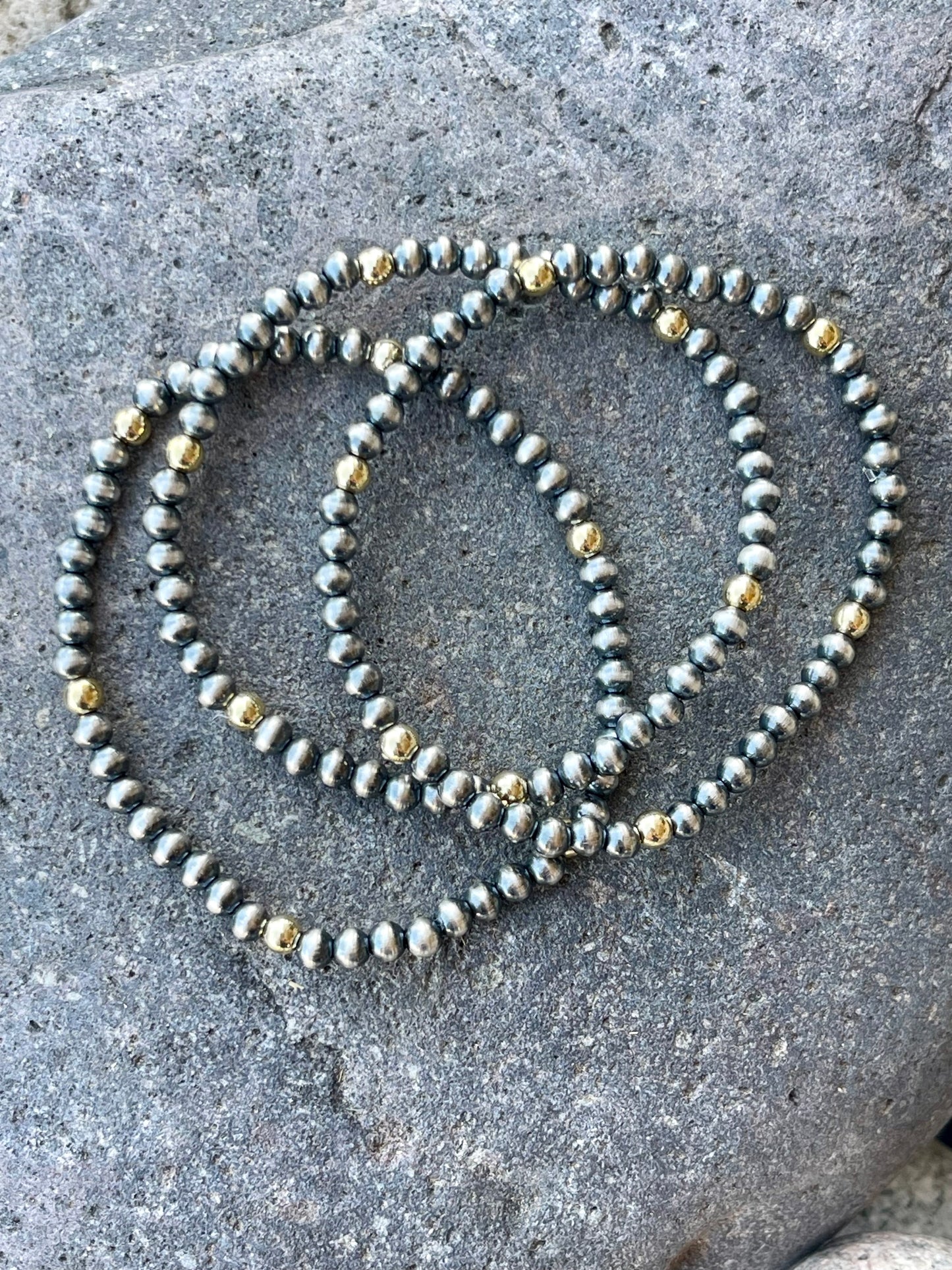 4mm Pearl & Gold Filled Stretchy Bracelet