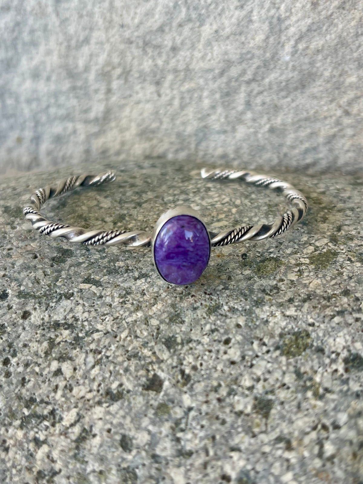 Purple Charoite Twist Stacker Cuff