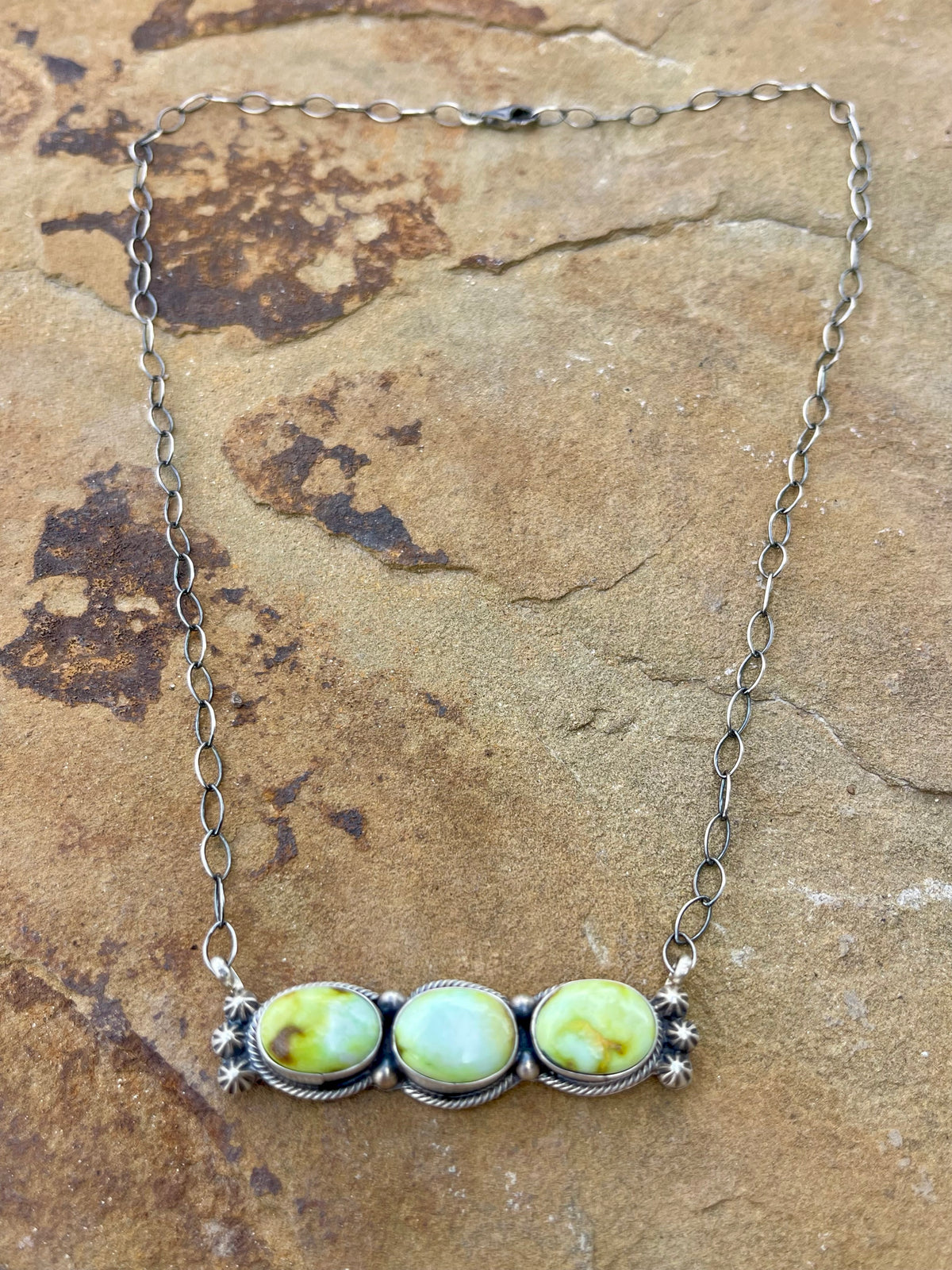 3 stone Palomino Bar Necklace