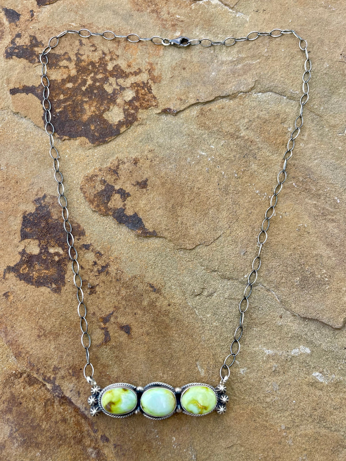 3 stone Palomino Bar Necklace