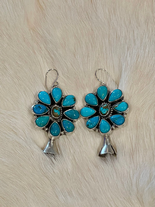 Turquoise Cluster Blossom Earrings