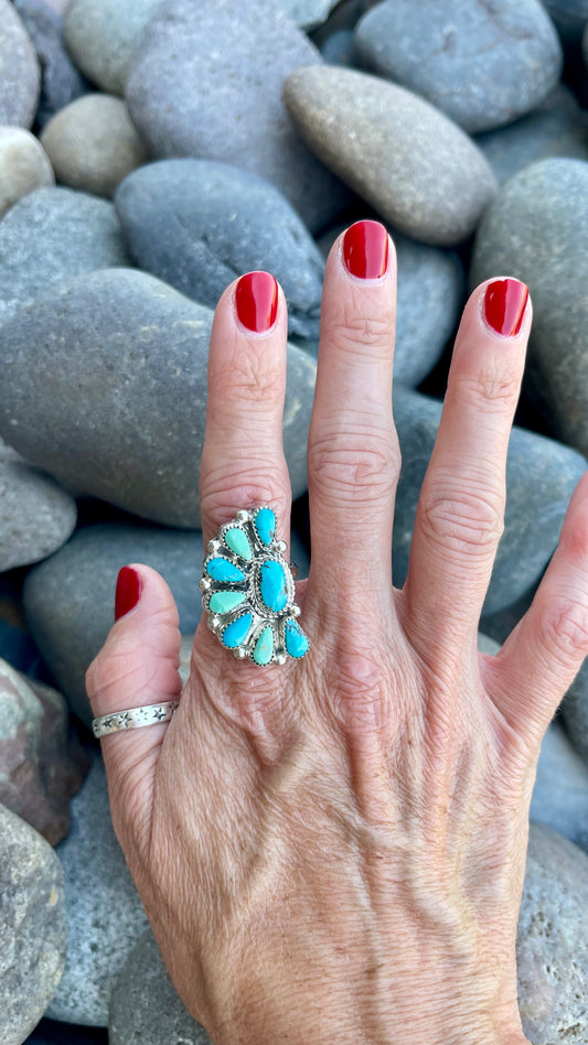 Turquoise Half Cluster Ring