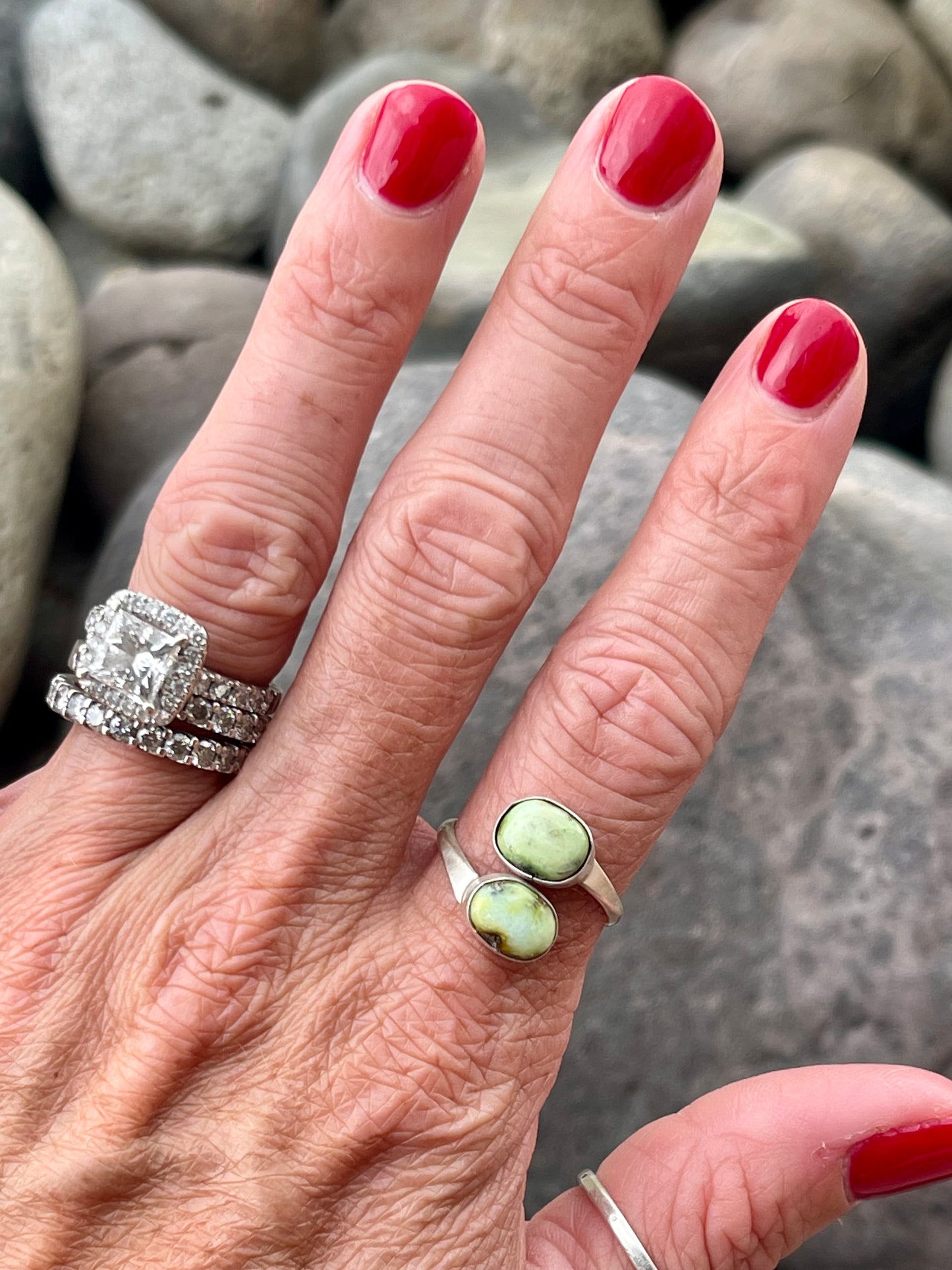 2 stone Palomino adjustable ring