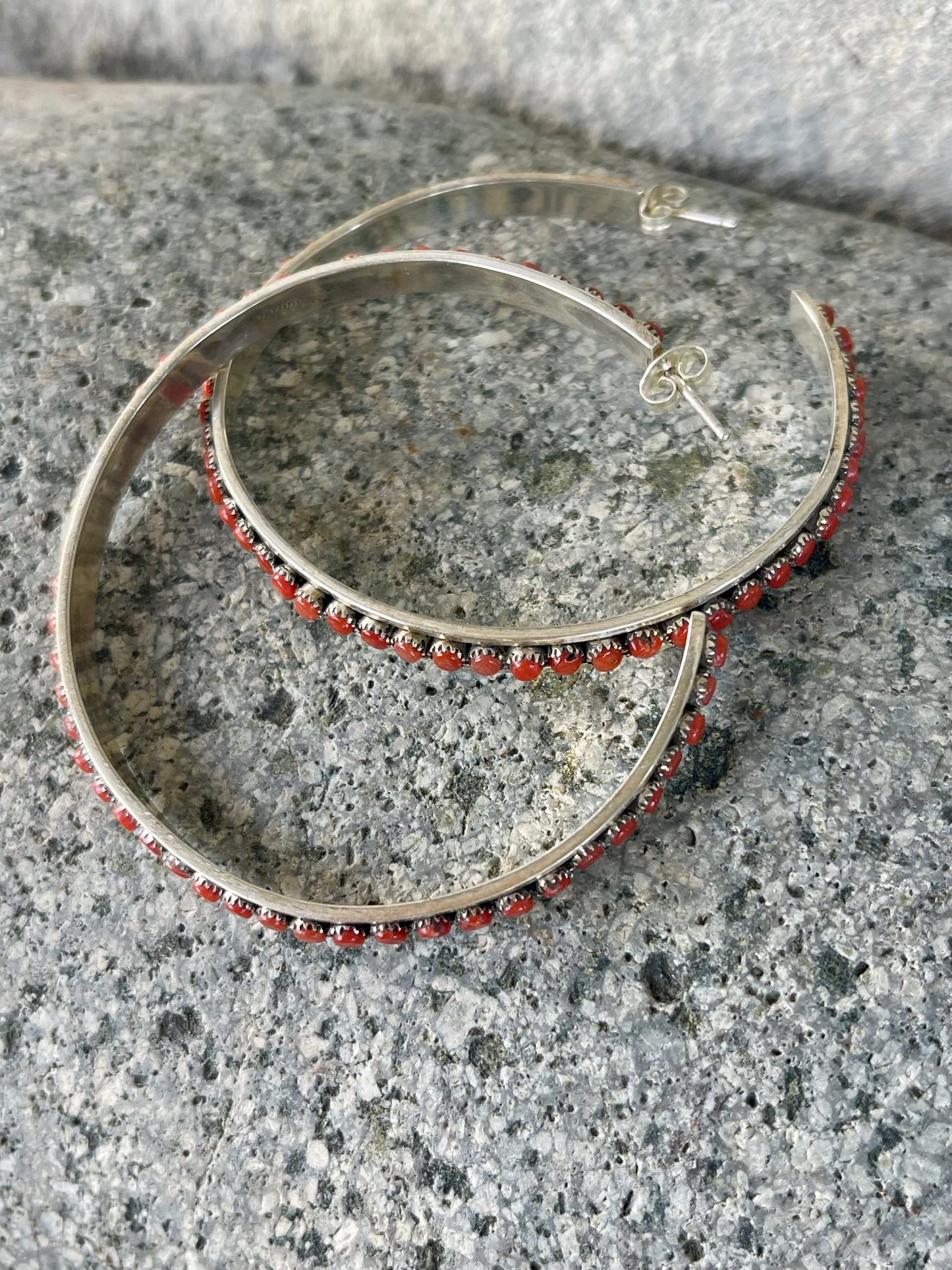 Amazing Red Coral Snake Eye Hoops