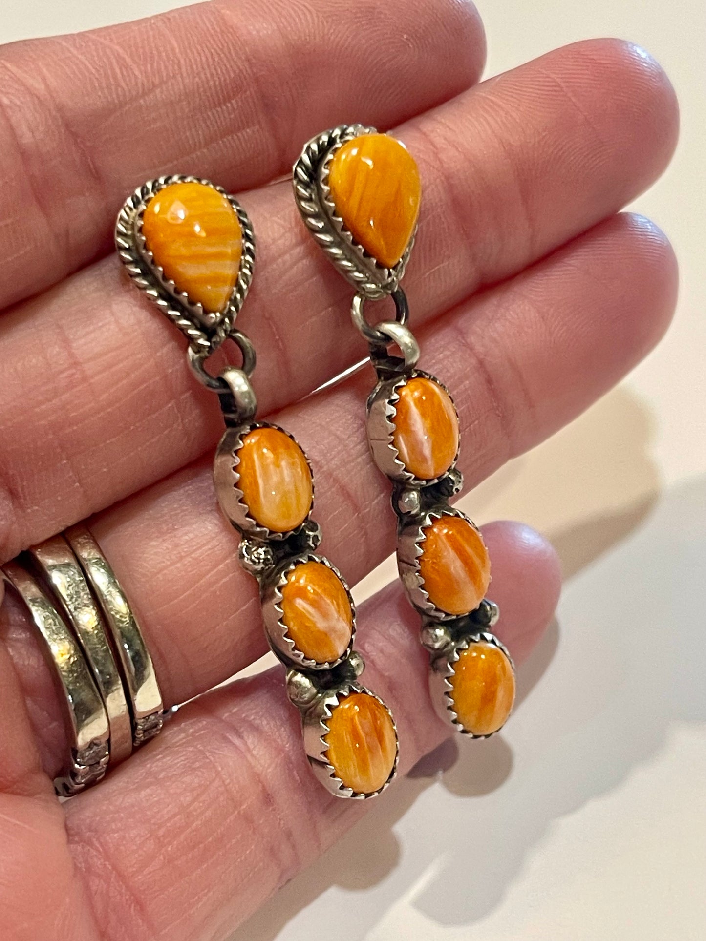 4 Stone Spiny Oyster Earrings