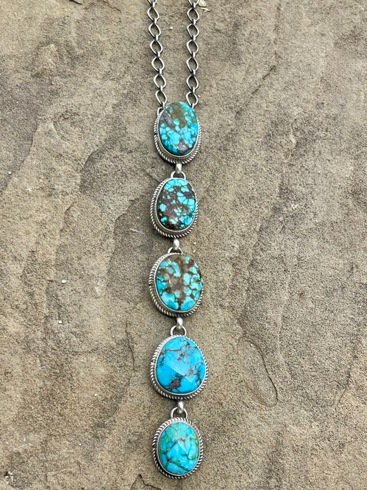 5 Stone Turquoise Drop Necklace