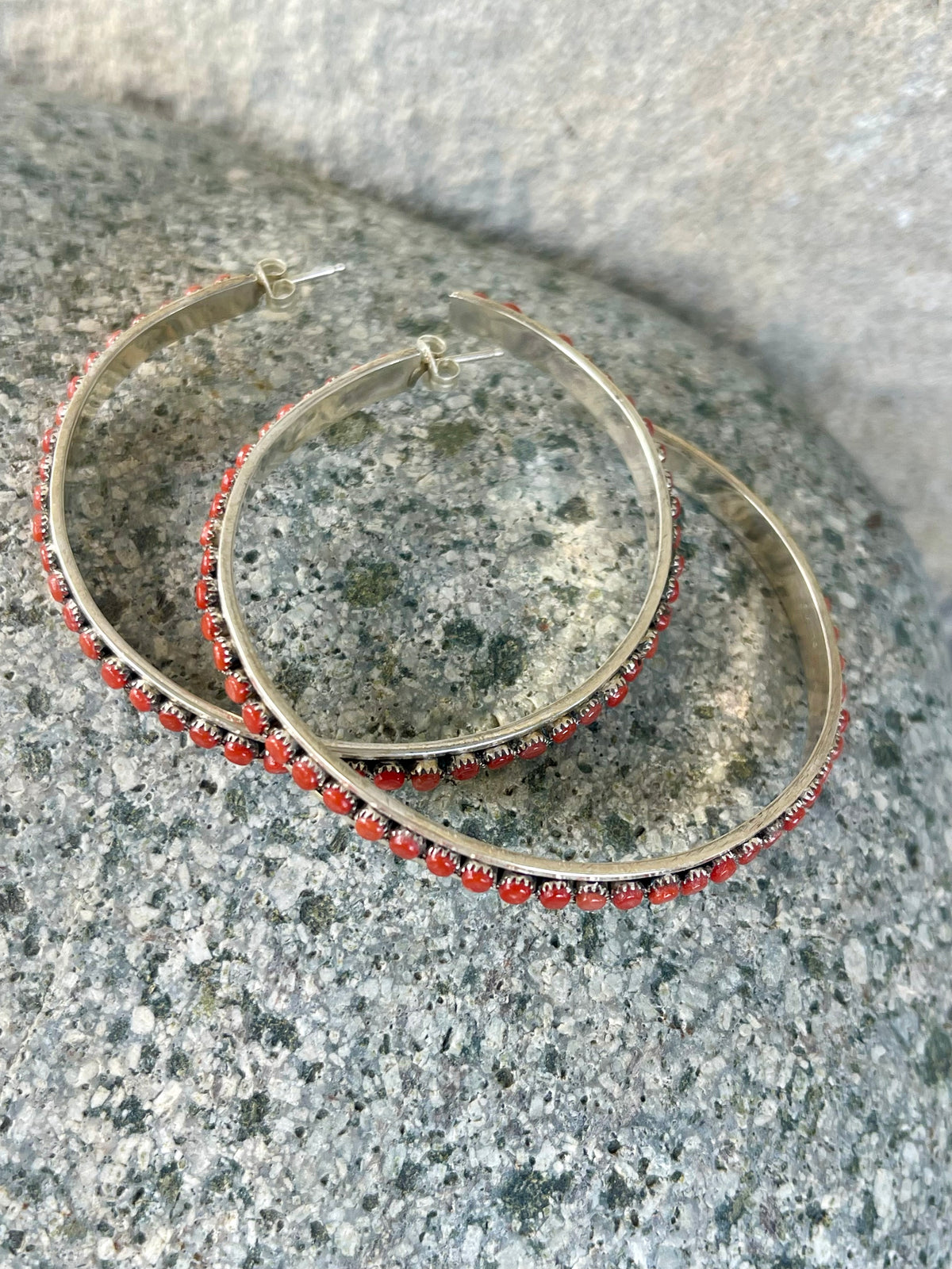 Amazing Red Coral Snake Eye Hoops