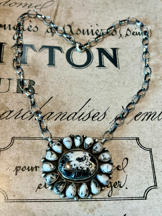White Buffalo Cluster Necklace