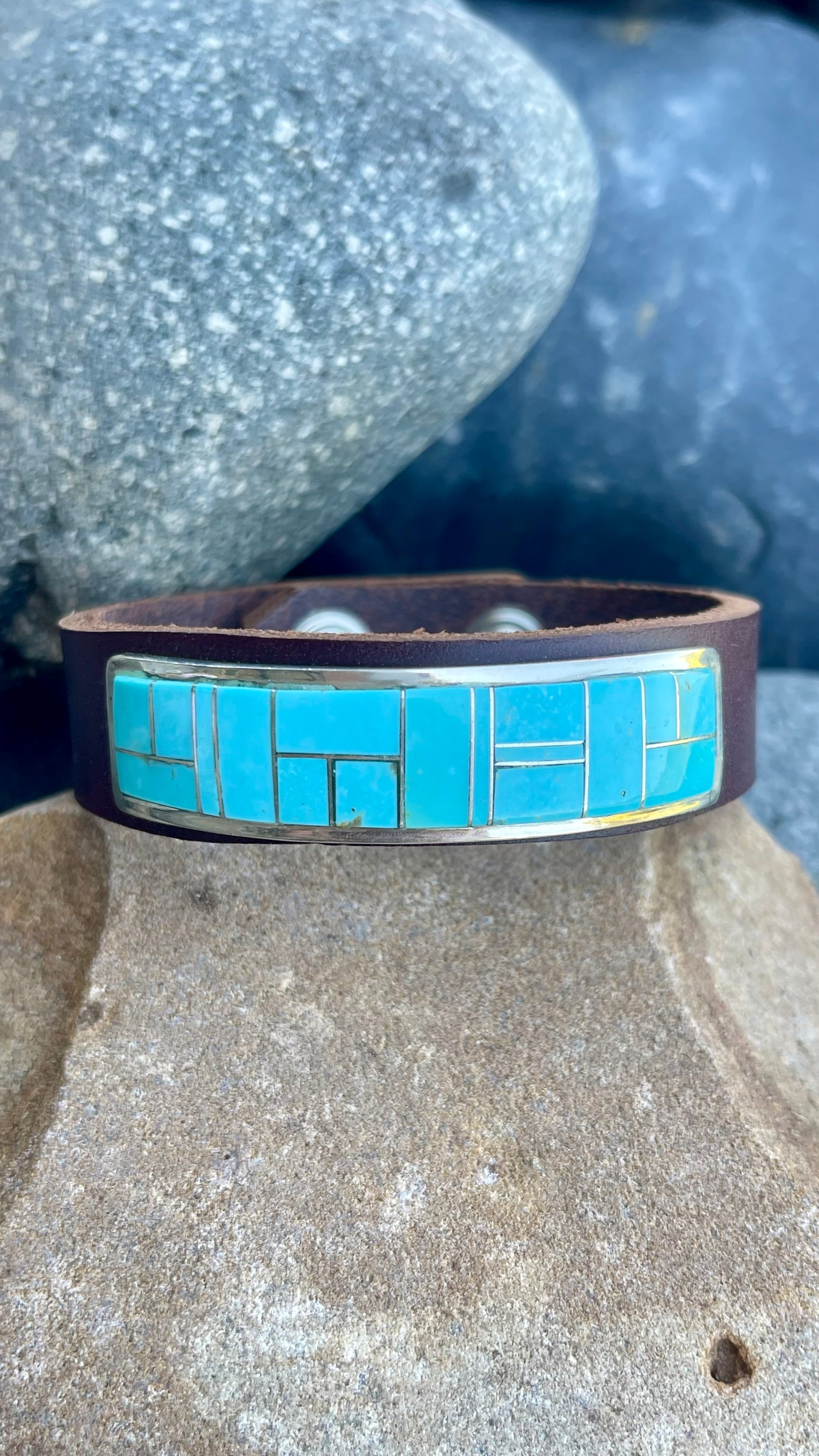 Turquoise Inlay Leather Bracelet