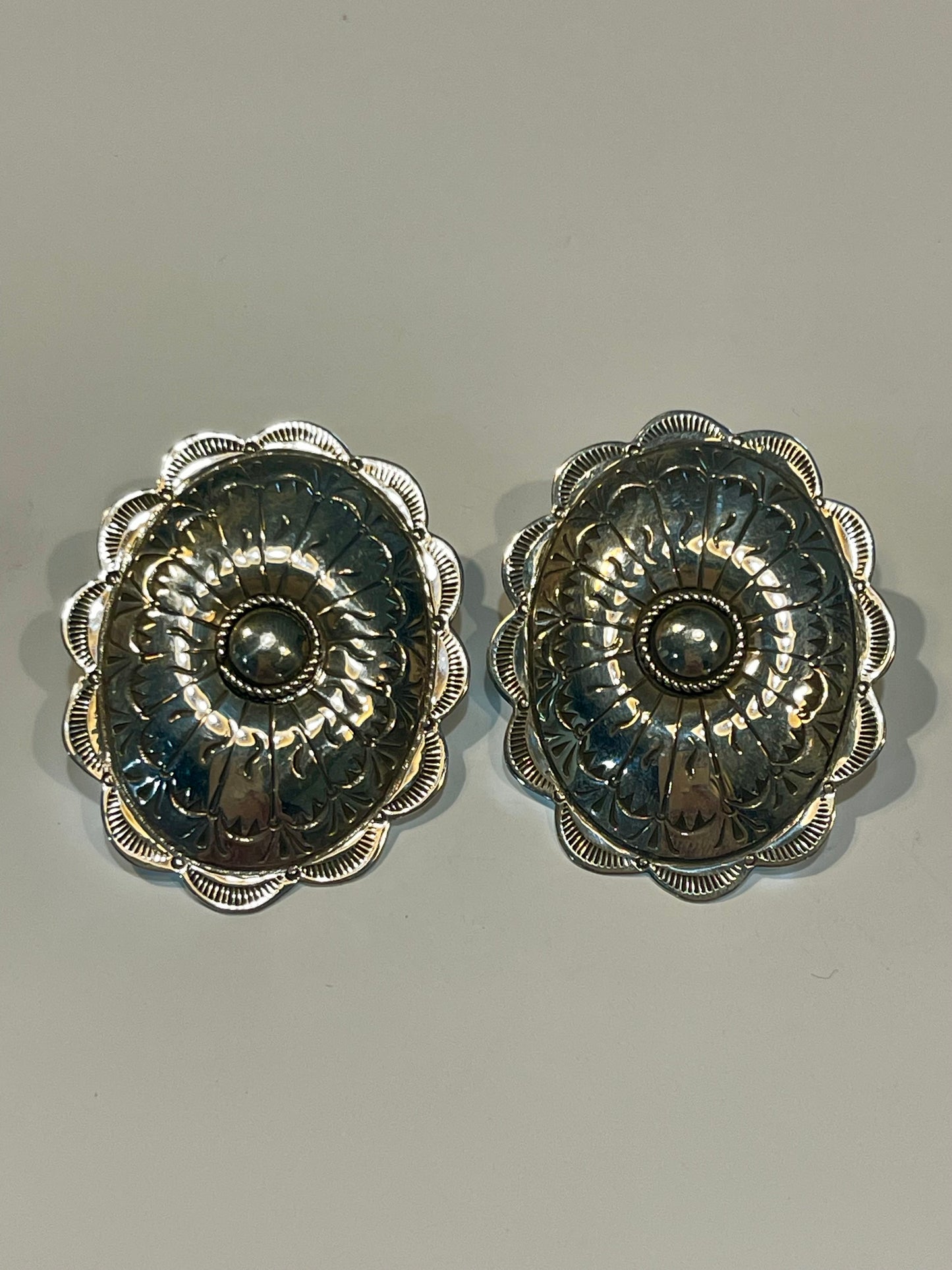 Stamped Large Concho Earrings