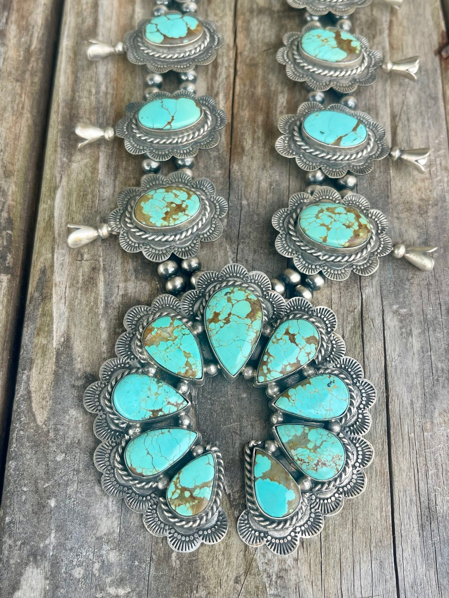 GORGEOUS Mine 8 Turquoise Squash Blossom