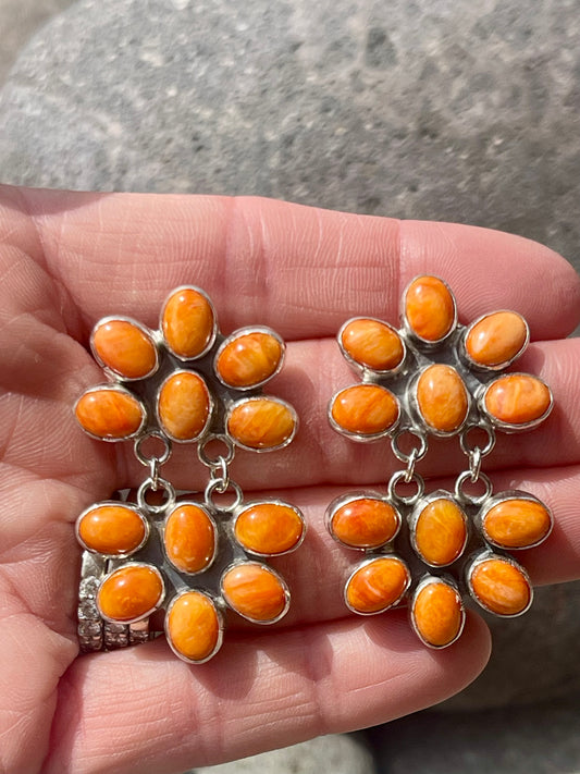 Spiny Oyster Double Cluster Earrings