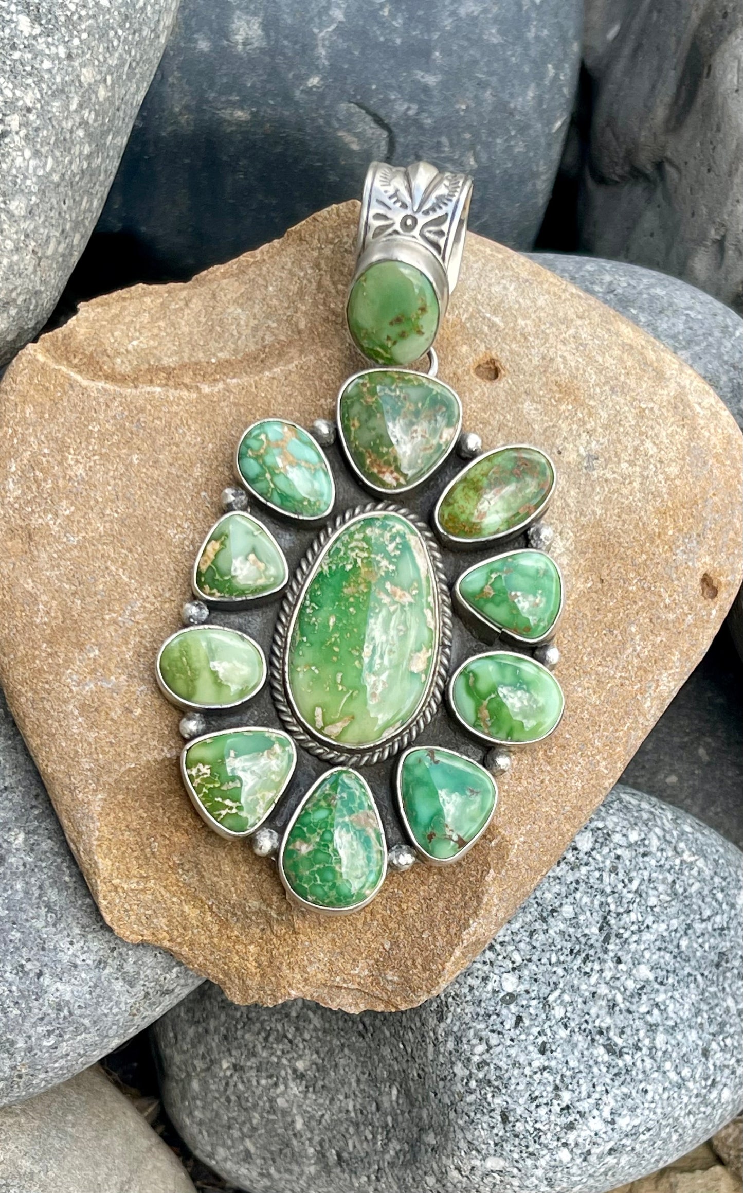Statement Green Sonoran Gold Huge Cluster Pendant