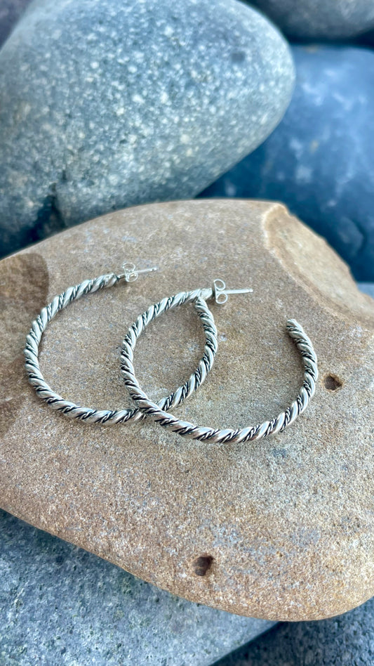 Sliver Twist Hoops