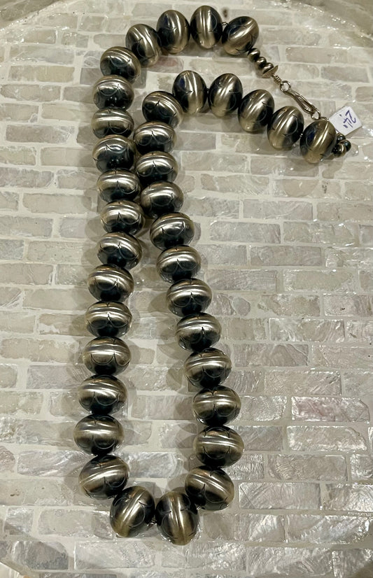 24” Handmade Stamped Navajo Pearls