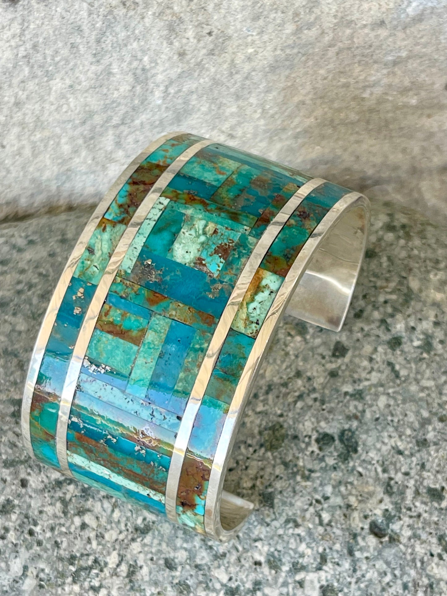 AMAZING Turquoise Inlay Statement Cuff