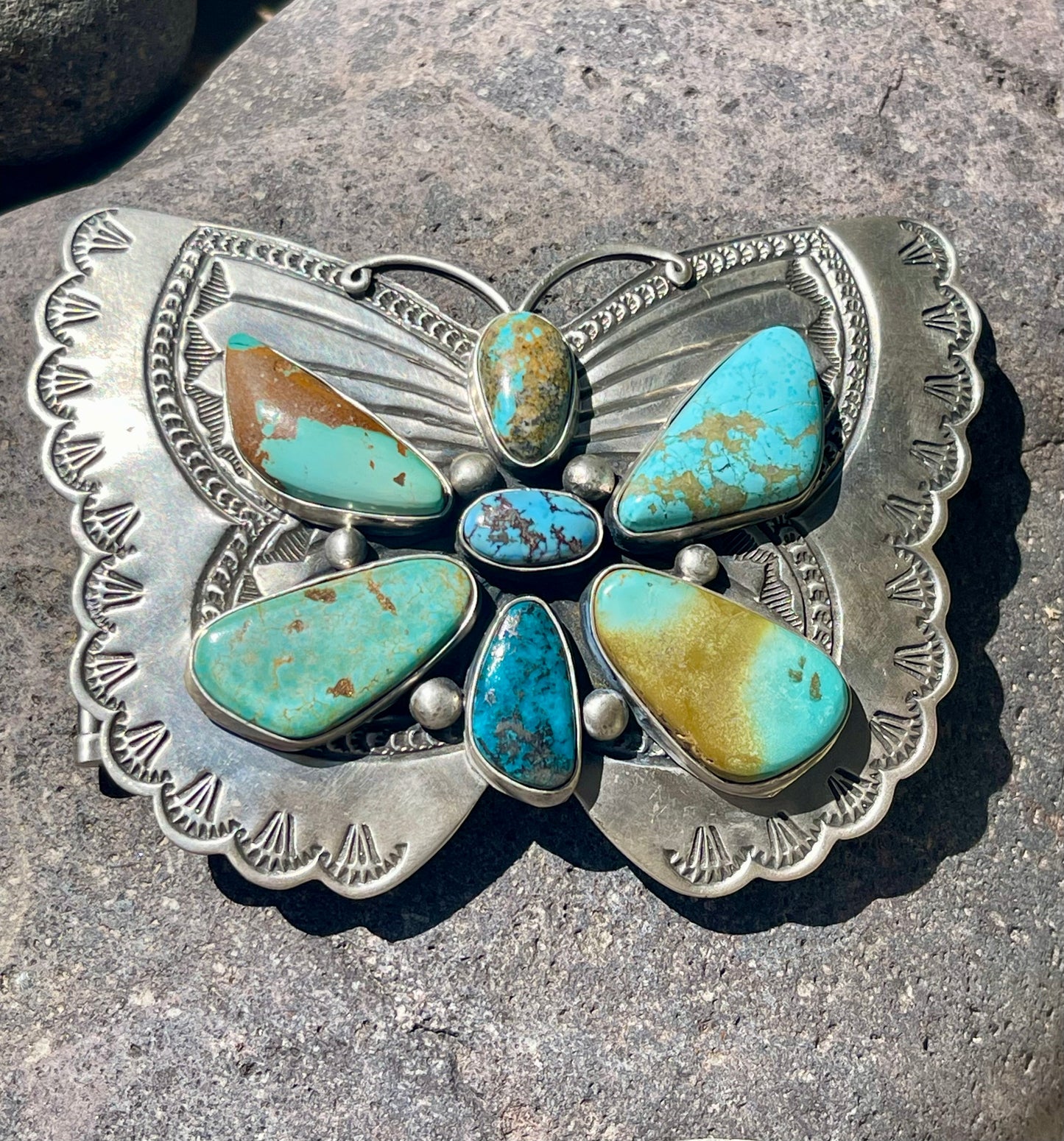 Turquoise Multi Stonw Butterfly Buckle